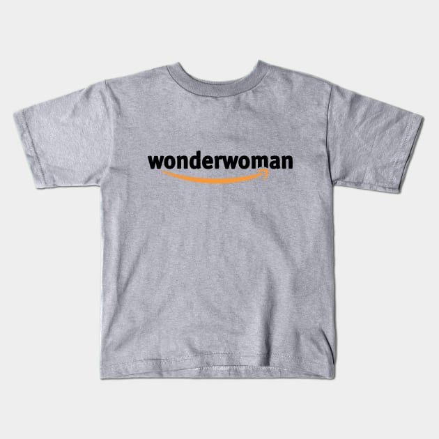 Wonder Woman, Amazon Princess (black type) - Amazon logo parody T-Shirt Kids T-Shirt by TSHIRTS 1138